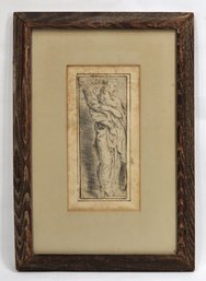 Antique Pencil Drawing Of Classical Female Figure