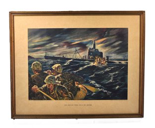 Original WW2 US Submarine Propaganda Poster ' Up From The Sea In Subs' 1944