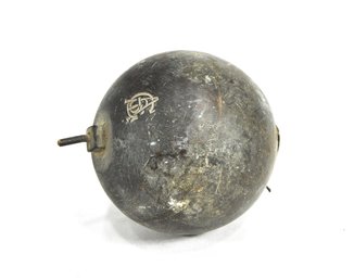 Unusual Antique Bronze Sphere With Monogram