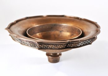 Antique Carved Wood Pen Holder Or Vase With Figural Decoration