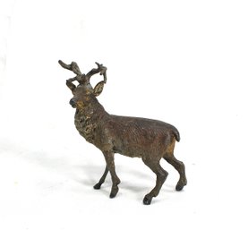 Antique Cold-Painted Cast Metal Or Bronze Stag Deer Figurine