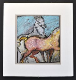Izabella Capelman ( 20th Century) 'Equis' Original Pastel Painting Of Horses