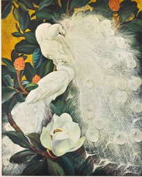 Jessie Arms Botke (1883-1971) 'White Peacocks And Magnolias' Vintage Lithograph