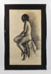 Zelda Pozemsky 1937  -  Charcoal Drawing Of A Female Nude