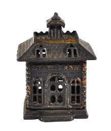 Antique Kenton State Bank Midsize Cast Iron Still Bank / Coin Bank