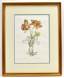 Vintage Botanical Engraving After Jacobus De Rubens, Floral Study With Butterfly