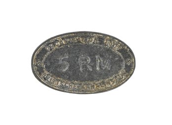 Original WWII German OT (Organisation Todt) 5 RM Token, Channel Islands