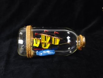Vintage Ship In A Bottle Nautical Decor