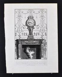Giovanni Battista Piranesi (1720-1778) Antique Engraving  Chimneypiece With Clock