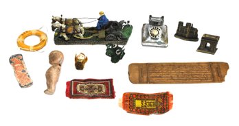 Mixed Lot Of Vintage Miniatures & Collectibles: Telephone Lighter, Paperweights, Etc.