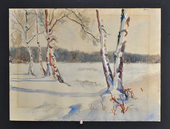 Arthur W. McMurtry (Massachusetts, 19102007) Winter Birch Landscape Watercolor