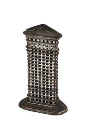 Antique Tall Flat Iron Building Cast Iron Still Bank / Coin Bank
