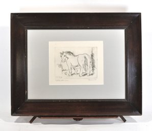 Miklos Borsos (1906-1990 Hungarian) 'Before The Race' Horse Etching