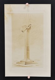 Aviation Drawing Print Winded Figure De Pinedo Memorial Design, Floyd Bennett Field, NY