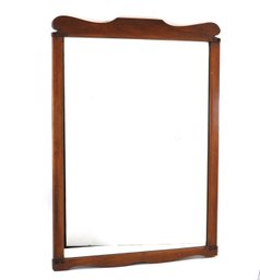 Vintage Wooden Wall Mirror With Shaped Crest