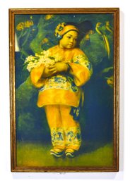 Esther Anna Hunt (1875-1951)  'Chinese Girl With Flowers' Framed Print