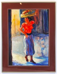 Rebecca Flores (b. 1957)  ' Fruit Seller' Hand Signed Giclee Print