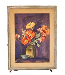 Elizabeth Vardell McNETT (b. 1896) Still Life Watercolor Of Flowers In Vase