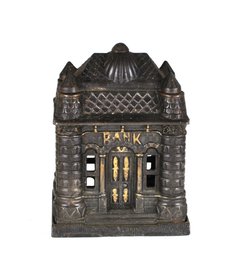 Antique J. & E. Stevens Four Tower Bank Large Cast Iron Still Bank / Coin Bank