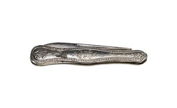 Antique Sterling Silver Folding Fruit Knife & Pick – Ornate Floral Handle