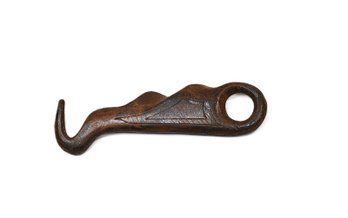 Antique Hand-Forged Metal Hook With Finger Grip