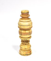 Antique 19th Century Turned Scrimshaw Pickwick Form, Ink-Decorated