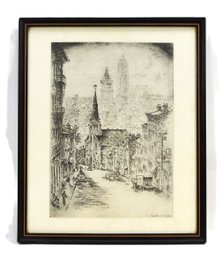 Caroline Williams (1908-1988) ' Sycamore Street Hill Cincinnati' Etching W/COA