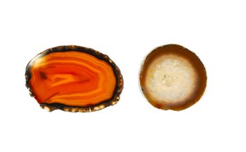 Agate Geode Slices With Quartz Crystal Centers (Red Rind / Red Tuxedo Type)