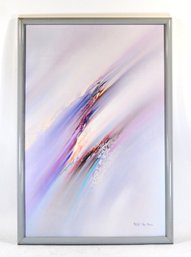 Gene Van Allan (20th Century) Abstract Painting - Soft Lavender Modern Composition