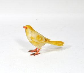 Vintage Miniature Hand - Carved Yellow Bird Figure