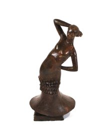 Modernist  Dancing Woman Bronze Sculpture On Tiered Base