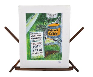 Marshall Segall Martha's Vineyard Watercolor - Obama Visit Sign