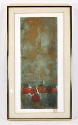 Richard Redd - 'Six Persimmons' Limited Edition Collagraph Print, Signed & Framed