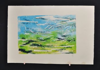 Roberta Segal (20th-21st Century) Abstract Monotype Green Landscape Composition