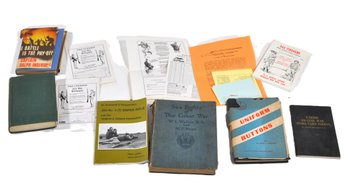 Military & Civil War Reference Lot - Uniform Buttons, Sniper Rifle, Civil War Tokens & Ephemera