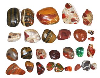 Large Mixed Lot Of Polished Gemstones & Decorative Stones - Jasper, Tigers Eye & More
