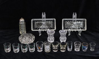 Collection Of Vintage Shot Glasses And Cut Glass Barware
