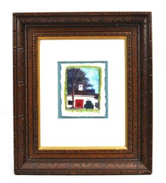 Denise Marcotte (20th Century)  Framed Mixed Media Artwork Of House
