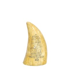 Nautical Ship Scrimshaw-Style Powder Horn Reproduction