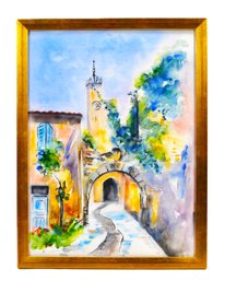 Jean (20th Century, French) European Village Scene Watercolor