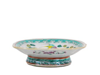 Vintage Chinese Hand-Painted Fish Porcelain Footed Dish