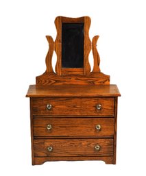 Converse Miniature Oak Dresser With Mirror  Salesman Sample, C. 1905