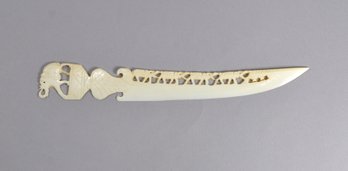 Antique Hand Carved Letter Opener Featuring Marching Elephants