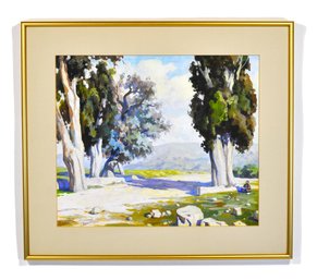 Eduard Akuvaev (1945-2015) Russian, Landscape With Trees, Gouache On Paper