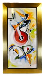 Alfred Gockel ' Jammin'  Modern Art Print In Brass Frame