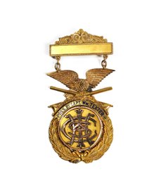 Antique Gilt Military Or Marksmanship Medal ' Pres. By Capt. Wm. Texter'