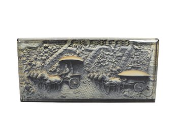 Vintage 3D Chinese Emperor Qin Shi-Huang Chariot Plaque