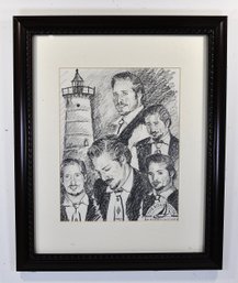 Providence RI The Boathouse At Waterplace Park Charcoal Portrait Drawing