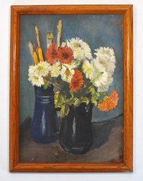 John Martini Watermulder (1916-2004) Still Life With Flowers & Artists Brushes