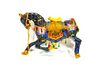 Vintage Chinese Cloisonne Horse Figure With Detachable Saddle